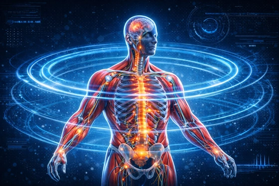 Visual scientifico che illustra l'effetto analgesico e i meccanismi di neuromodulazione profonda